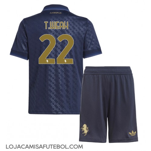 Camisa de Futebol Juventus Timothy Weah #22 Equipamento Alternativo Infantil 2024-25 Manga Curta (+ Calças curtas)